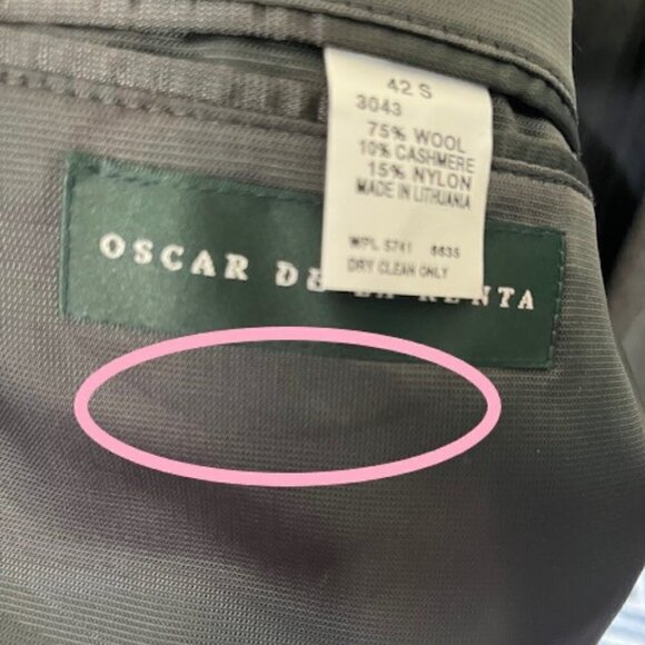 Oscar De La Renta Men's Grey Jacket Blazer Size 42S Wool Cashmere Blend - Picture 10 of 15